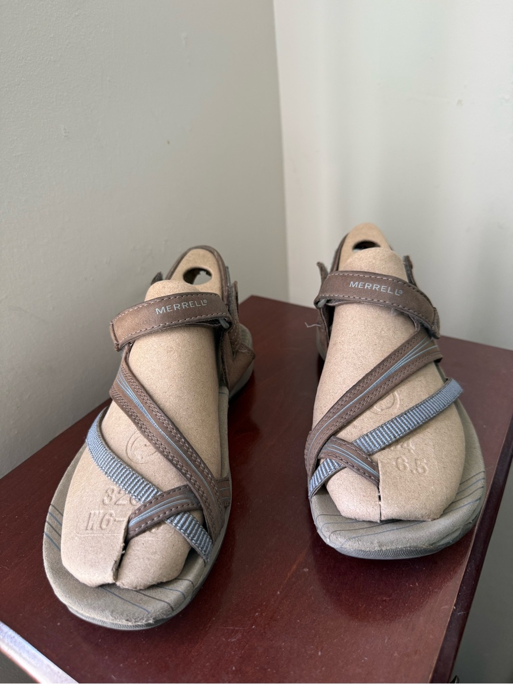 Merrell Brown and Light Blue Women's Strappy Sandals
